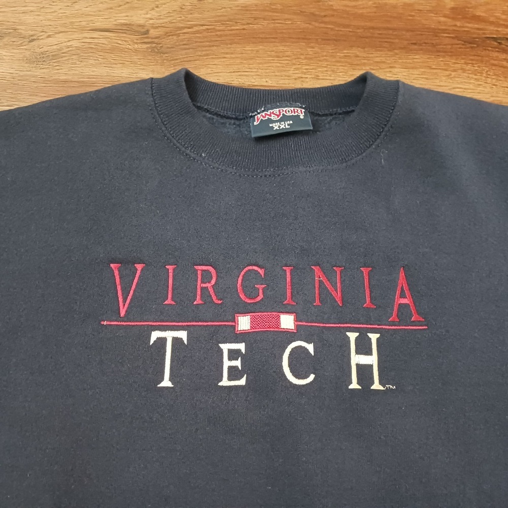 Vintage Virginia Tech Crewneck‎ Blue Sweatshirt XXL Jansport USA